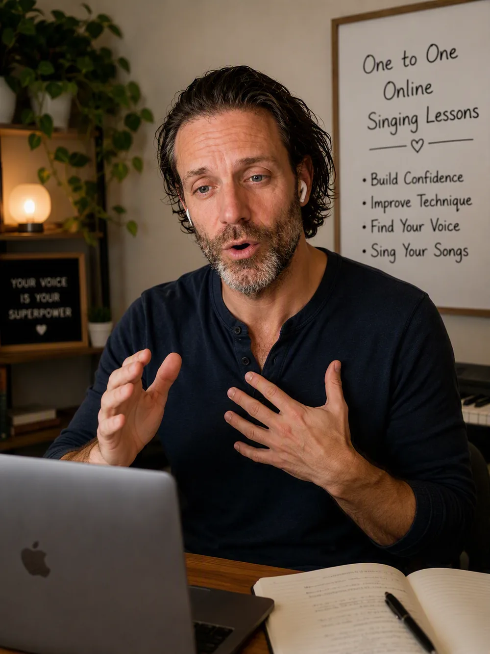 Matt Thompson coaching a vocal session from his studio
